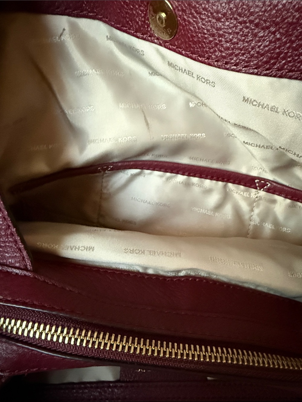 Michael Kors Pebbled Leather Shoulder Bag in Burgundy - Picture 5 of 8